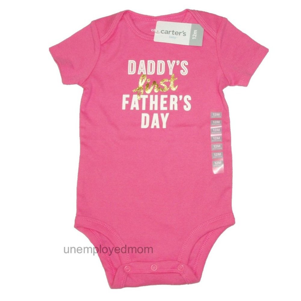 Girls Summer One Piece Outfit Pink Daddy's First Fathers Day Bodysuit